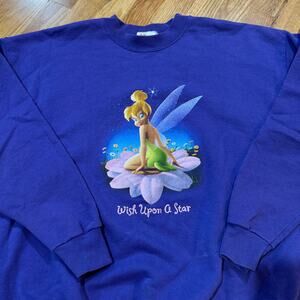 Disney Tinkerbell Crewneck Sweatshirt L Purple Vintage Y2K Fairycore Disneycore